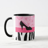 Mug Copie à la mode de zèbre de chaussures roses (Gauche)