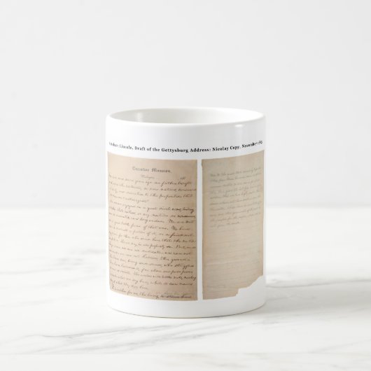 Mug Copie de Nicolay d'adresse de Gettysburg (1863) (Centre)