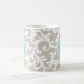 Mug Copie décorée d'un monogramme de damassé de toile (Centre)