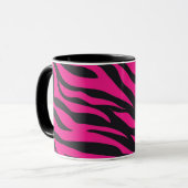 Mug Copie noire fuchsia de rayures de zèbre de roses (Devant gauche)