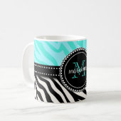Mug Copie noire Girly moderne de zèbre d'Aqua (Devant gauche)
