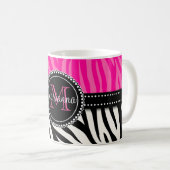 Mug Copie rose noire Girly moderne de zèbre (Devant droit)