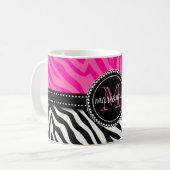 Mug Copie rose noire Girly moderne de zèbre (Devant gauche)