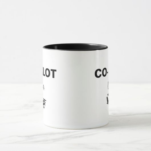Mug CoPILOTE moderne Texte & avion, Cadeau personnalis (Centre)