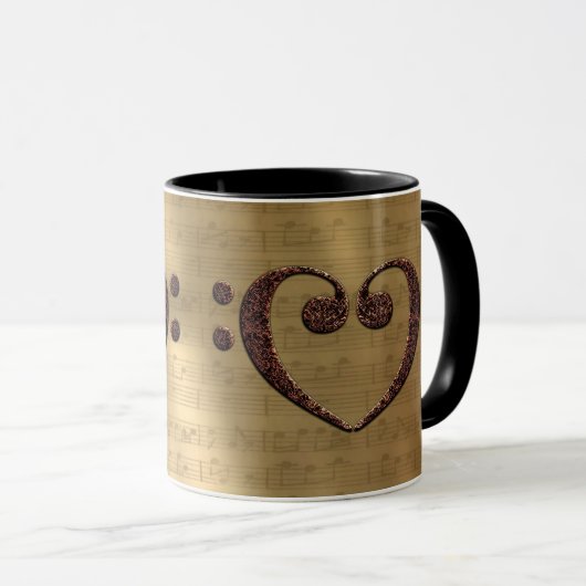 Mug Copper Double Basse Clef Heart Music Lover (Devant droit)