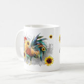 Mug Coq avec tournesol Aquarelle personnalisée (Devant gauche)