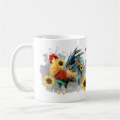 Mug Coq avec tournesol Aquarelle personnalisée (Gauche)