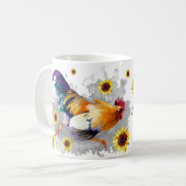 Mug Coq avec tournesol Personnalisé Aquarelle Co (Devant gauche)