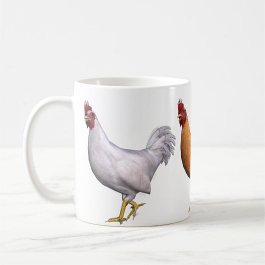 Mug Coq blanc orange et noir (Gauche)