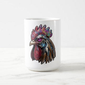 Mug Coq Cyberpunk Art mécanique iridescent