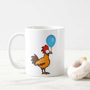 Mug Coq de dessin animé tenant un ballon bleu