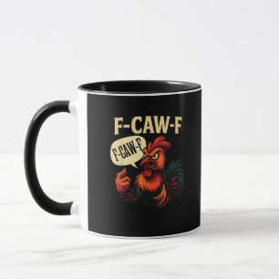 Mug Coq furieux drôle de style rétro graphique F Caw F