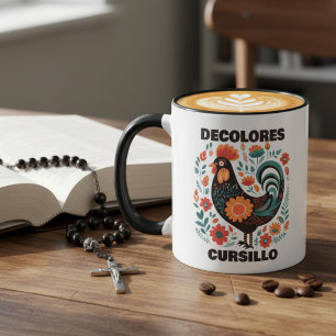 Mug Coq noir coloré DeColores Cursillo Art folklorique