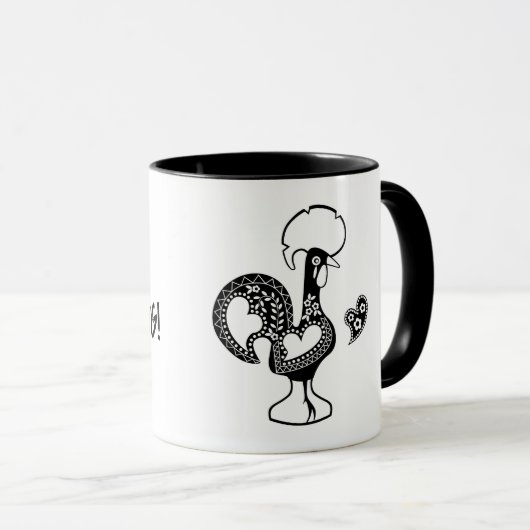 Mug Coq portugais Bom dia - Citation du matin (Devant droit)
