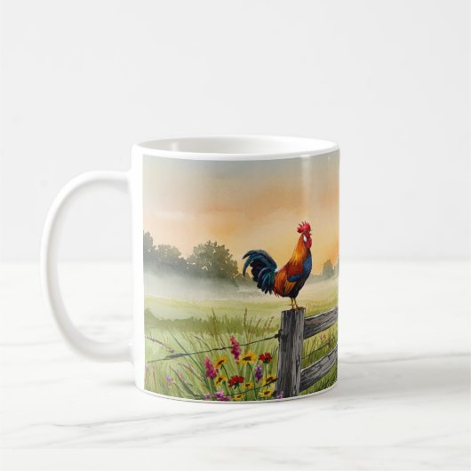 Mug Coq sur la clôture et le moulin à vent (Gauche)