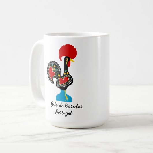 Mug Coq traditionnel de Barcelos en noir (Devant gauche)