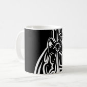 Mug Coq tribal noir et blanc (Devant gauche)