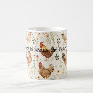 Mug Coqs de Ferme Fleuris Maison Cœur