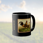 Mug Coqs Hambourg dorés au crayon Monogramme noir