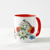 Mug coquelicot et oiseau (Devant droit)