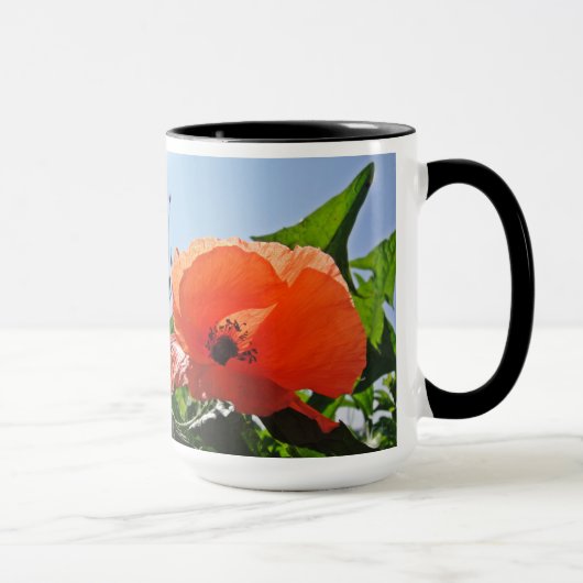 Mug Coquelicot rouge : "Bonne journée !" (Droite)