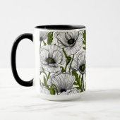 Mug Coquelicots blancs sur fond blanc (Gauche)