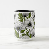 Mug Coquelicots blancs sur fond blanc (Centre)