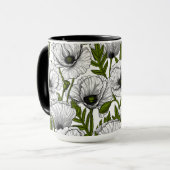 Mug Coquelicots blancs sur fond blanc (Devant gauche)