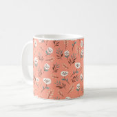 Mug Coquelicots blancs sur fond rouge vif (Devant gauche)