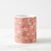 Mug Coquelicots blancs sur fond rouge vif (Centre)