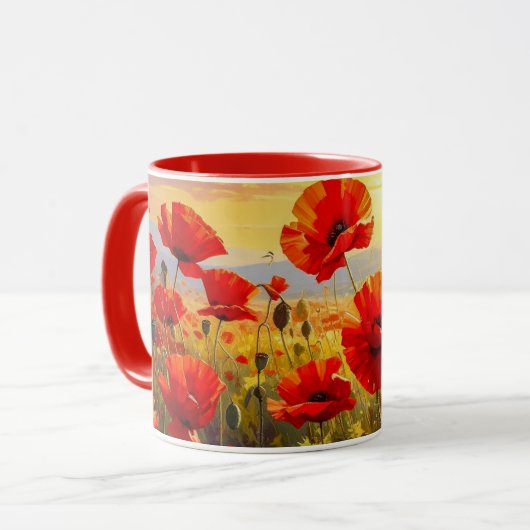 Mug Coquelicots dans la lumière du soir (Devant gauche)