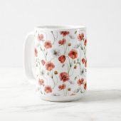 Mug Coquelicots et fleurs sauvages blanches de prairie (Devant gauche)