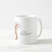 Mug Coquelicots Rouges Fleurs Bleues (Devant droit)