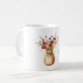 Mug Coquelicots Rouges Fleurs Bleues (Devant gauche)