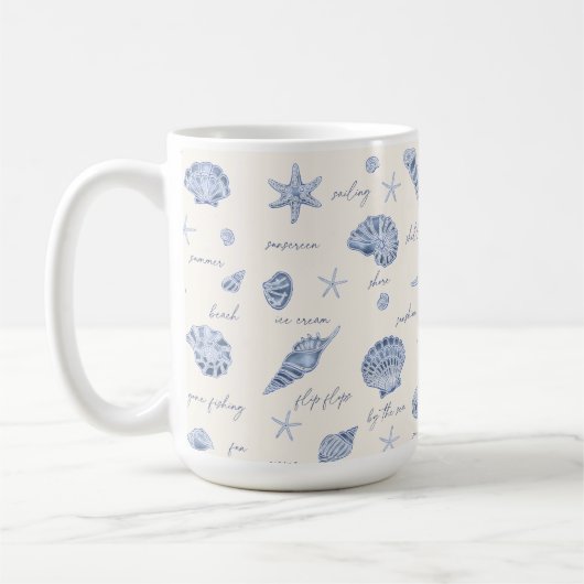 Mug Coques Starfish Sun Fun Texte bleu ID918 (Gauche)