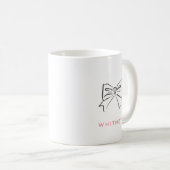 Mug Coquette à main simple dessinée Bow rose personnal (Devant droit)