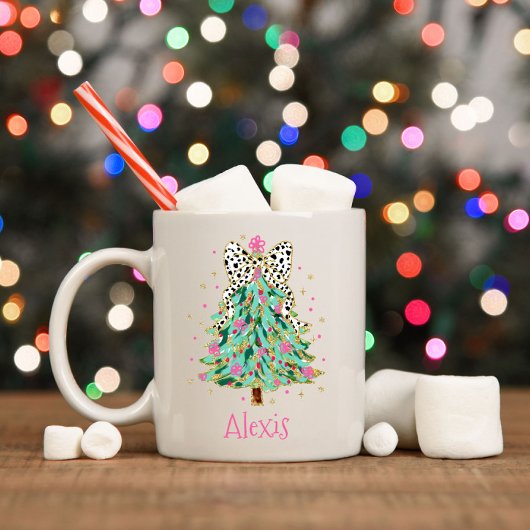 Mug Coquette Arbre de Noël Preppy Holiday Bow