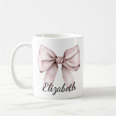 Mug Coquette blanc arc rose Nom personnalisé (Gauche)