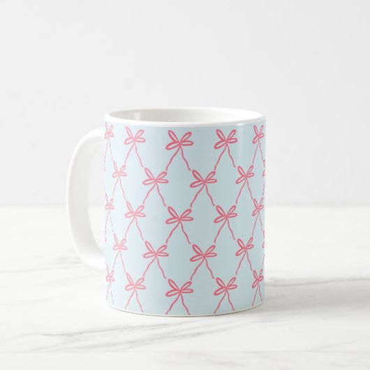 Mug Coquette Bow rose Motif sur Blue (Devant gauche)