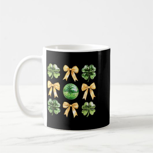 Mug Coquette Bow Shamrock Disco Ball Patricks Day Iris (Gauche)