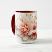 Mug Coquette de Luxe Rococo Fleur de Coeur Rose (Devant gauche)