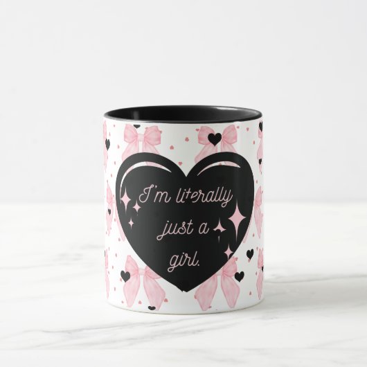 Mug Coquette fille rose Coeur noir Juste une boug fill (Centre)