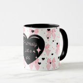 Mug Coquette fille rose Coeur noir Juste une boug fill (Devant droit)