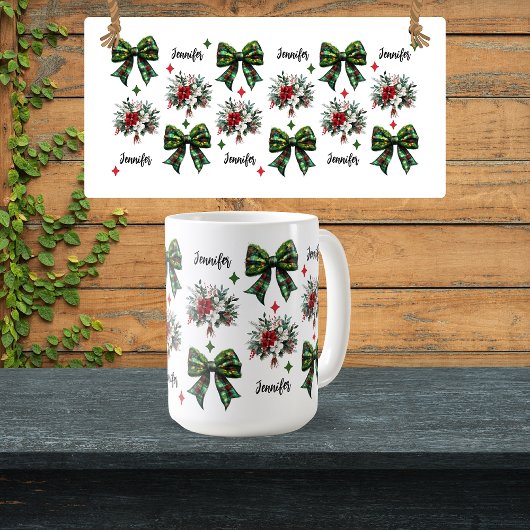 Mug Coquette florale de Noël personnalisée pour les fe