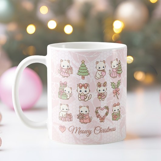 Mug Coquette Kawaii Cat Christmas