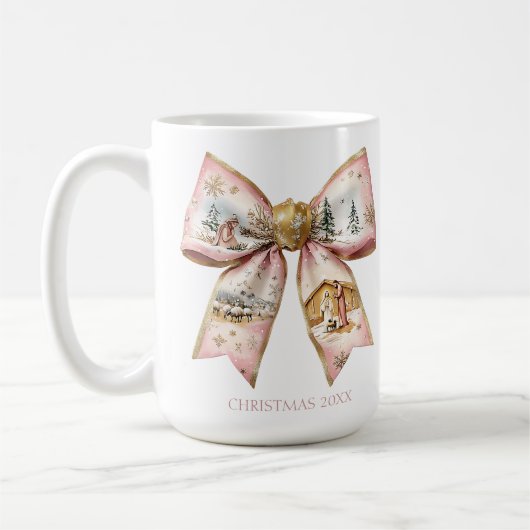 Mug Coquette Noël Nativité Bow (Gauche)