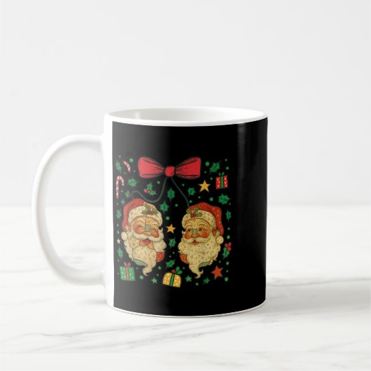 Mug Coquette Patchwork Santa Claus Retro Christmas Fun (Gauche)
