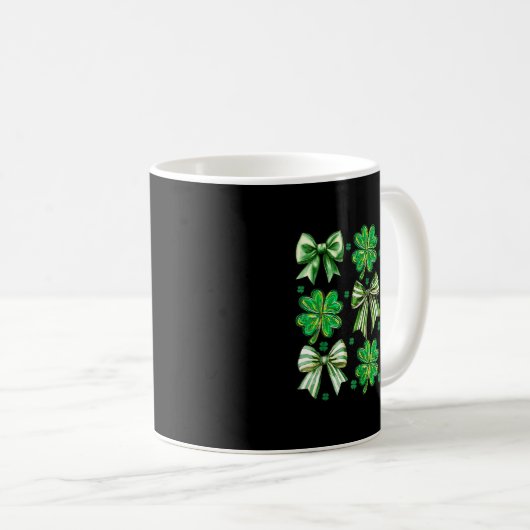 Mug Coquette Patrick's Day Bow,shamrock Lucky Bow Funn (Devant droit)