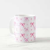 Mug Coquette Pink Bow Preppy Girly Monogram (Devant gauche)
