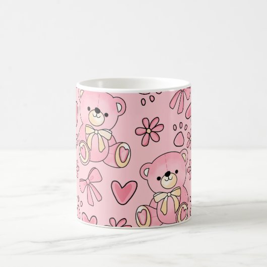 Mug Coquette Pink Teddy Bear Seamless Pattern (Centre)